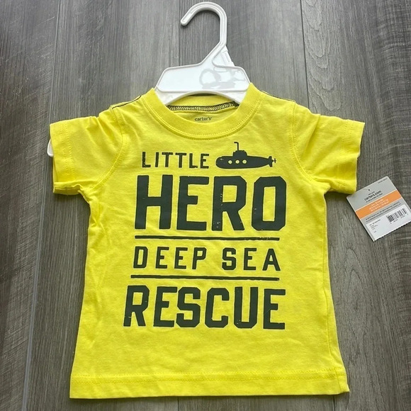 Carter’s 12 Months Little Hero Yellow Shirt- New with Tags - Picture 1 of 1